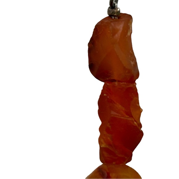 Marbled Carnelian Round Beaded Stone Necklace Gold Hardware - Picture 5 of 7